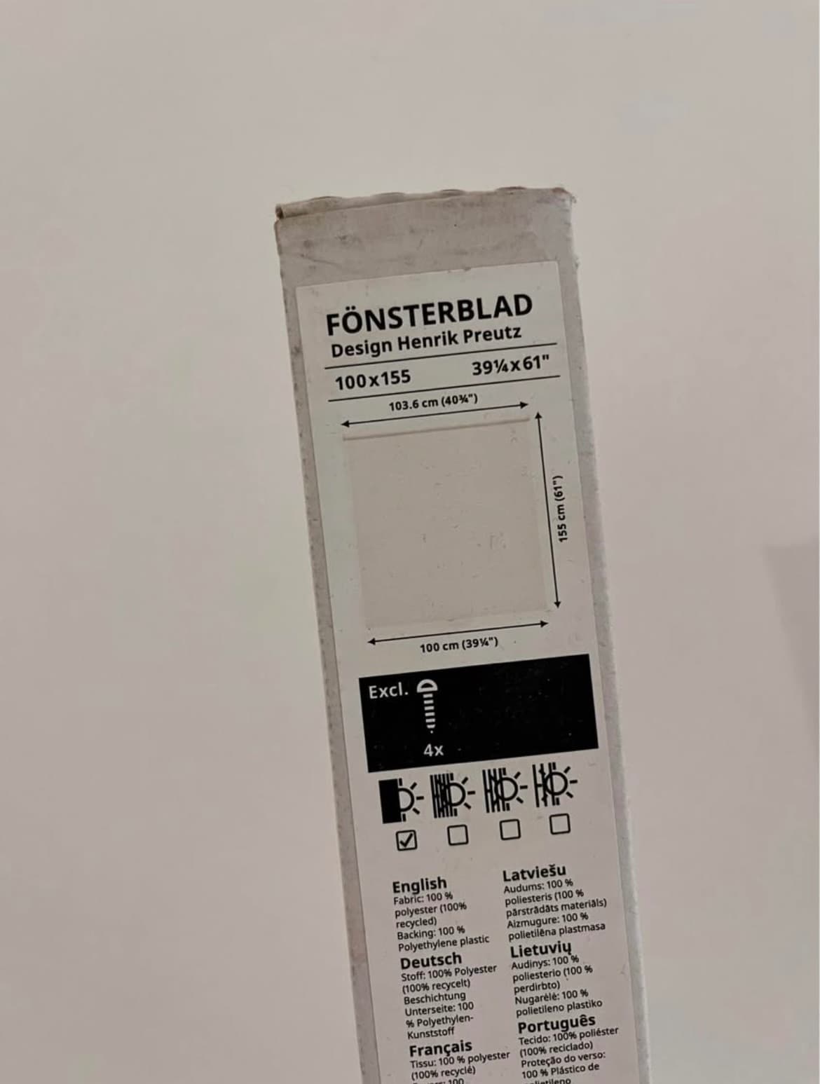 FÖNSTERBLAD STORE verduisterend rolgordijn, wit, 100x155 cm