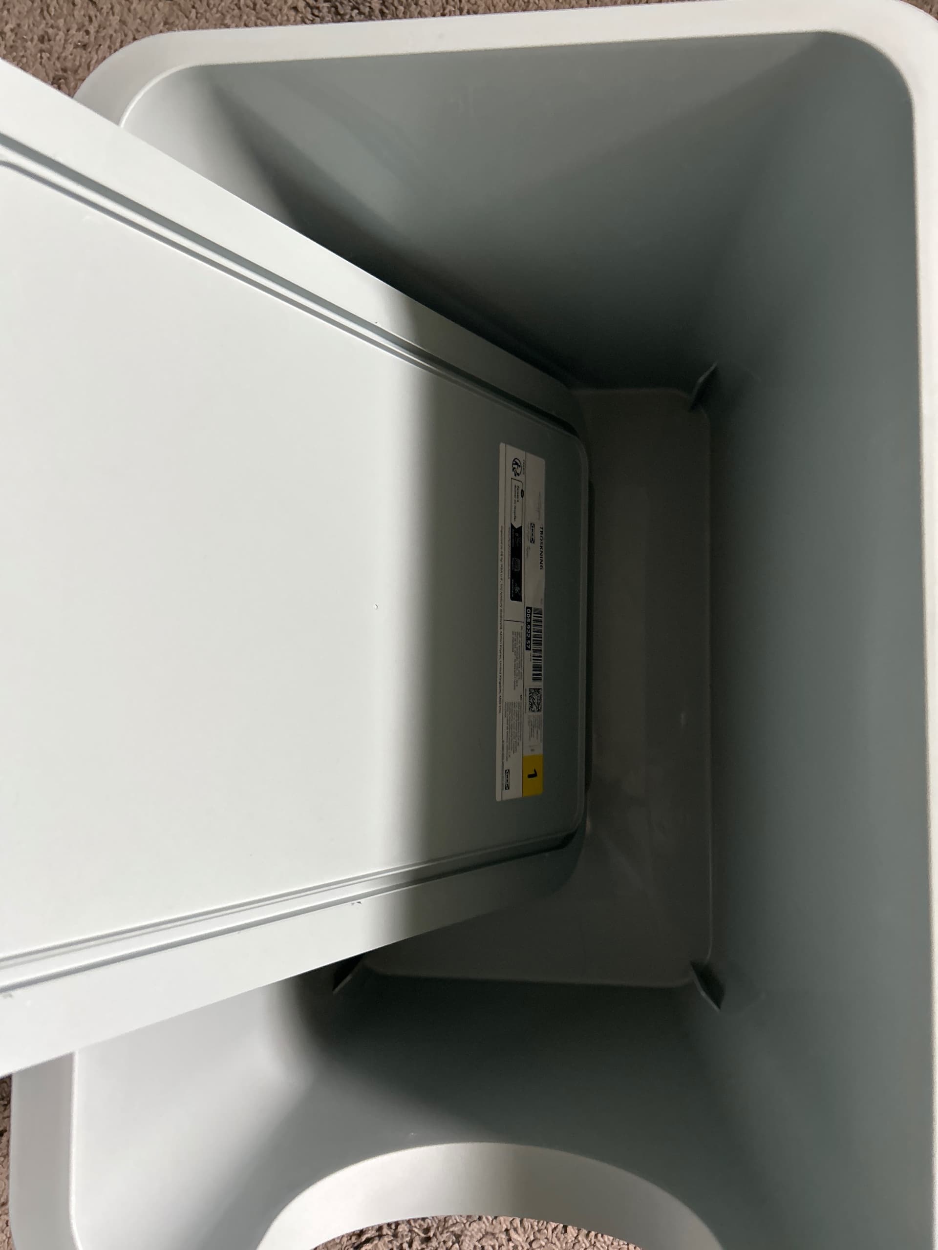 TRÖSKNING opbergbak met deksel, licht grijsblauw, 25 l